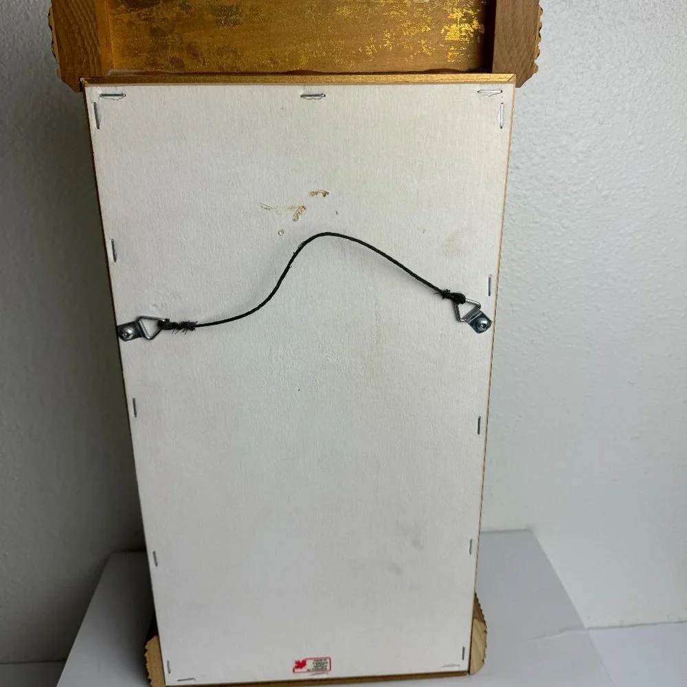 Vintage Gold Leaf Hollywood Mirror w/ Shelf Wood Gold Patina Wall / Table
